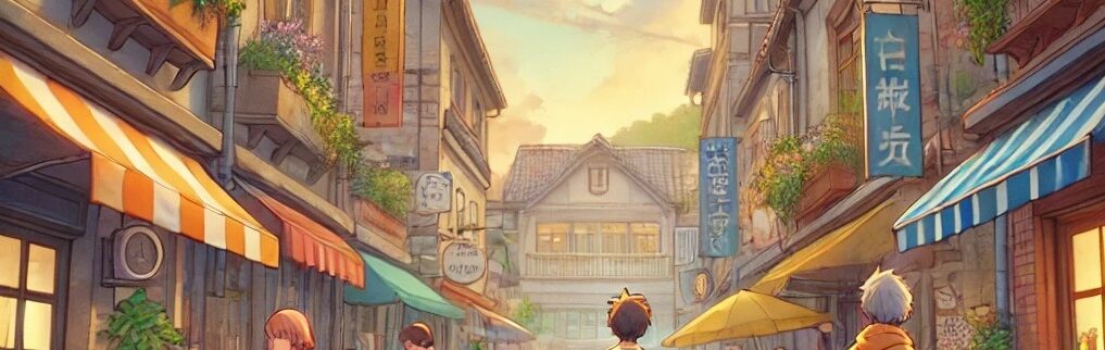 An animation-style 'Local Looking.' The scene shows a vibrant and welcoming local
